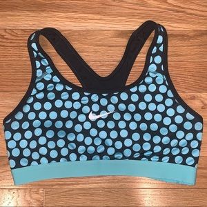 Nike sports bra blue black polka dot